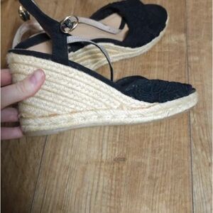 Elegant Black Espadrille Wedge Sandals